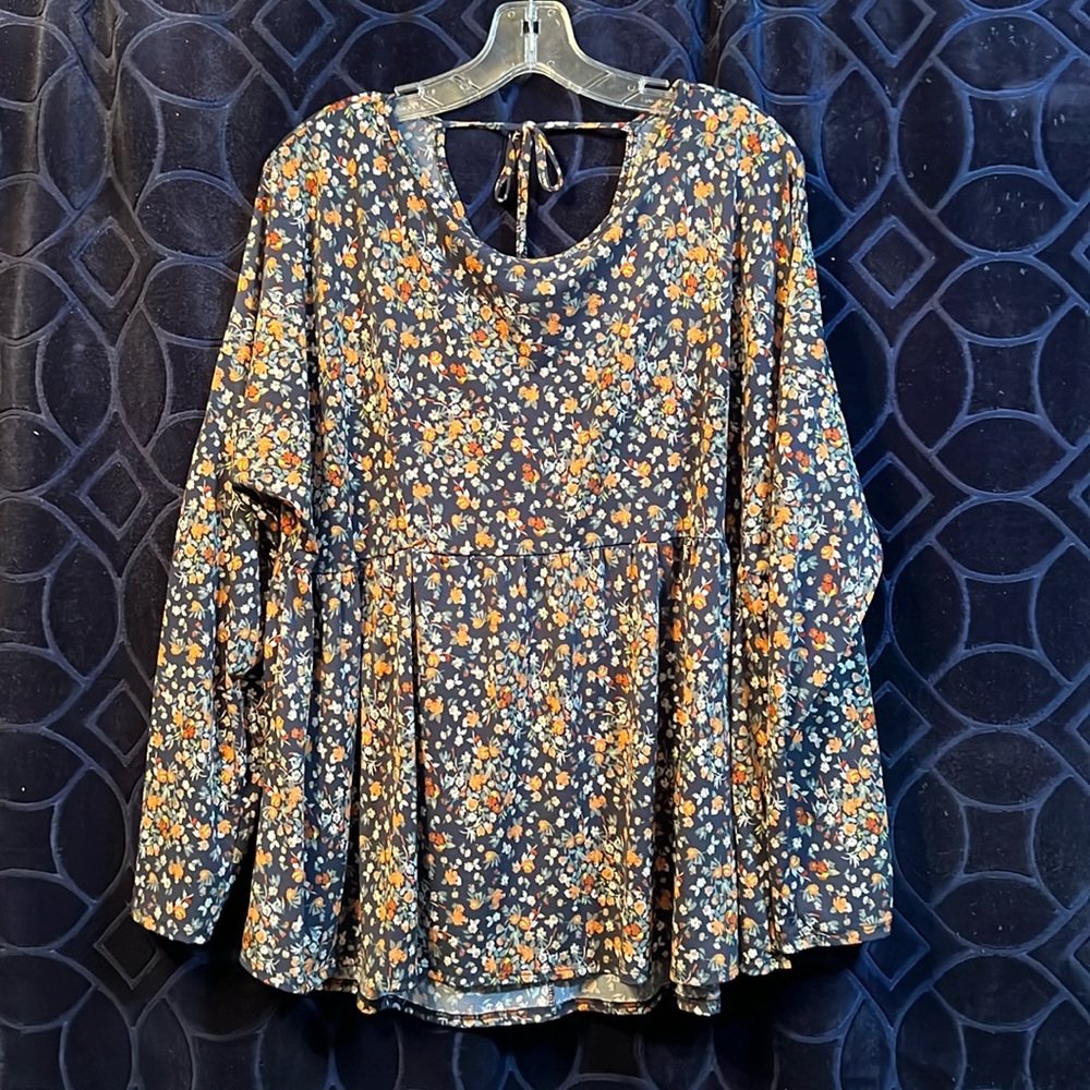 Long sleeve baby doll blouse